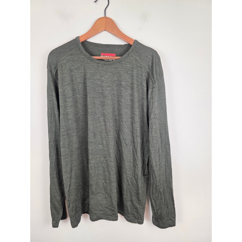 Karbon Mens XXL Merino Wool Long Sleeve Base Layer Top Charcoal Gray Heather